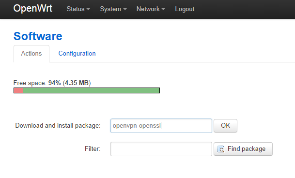 Installing openvpn package