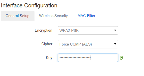 Wireless security setup