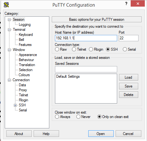 Putty configuration