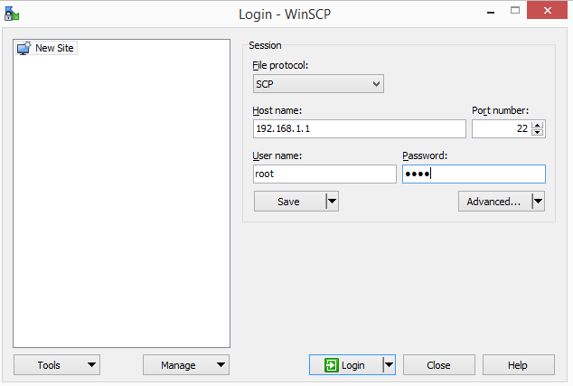 WinSCP site